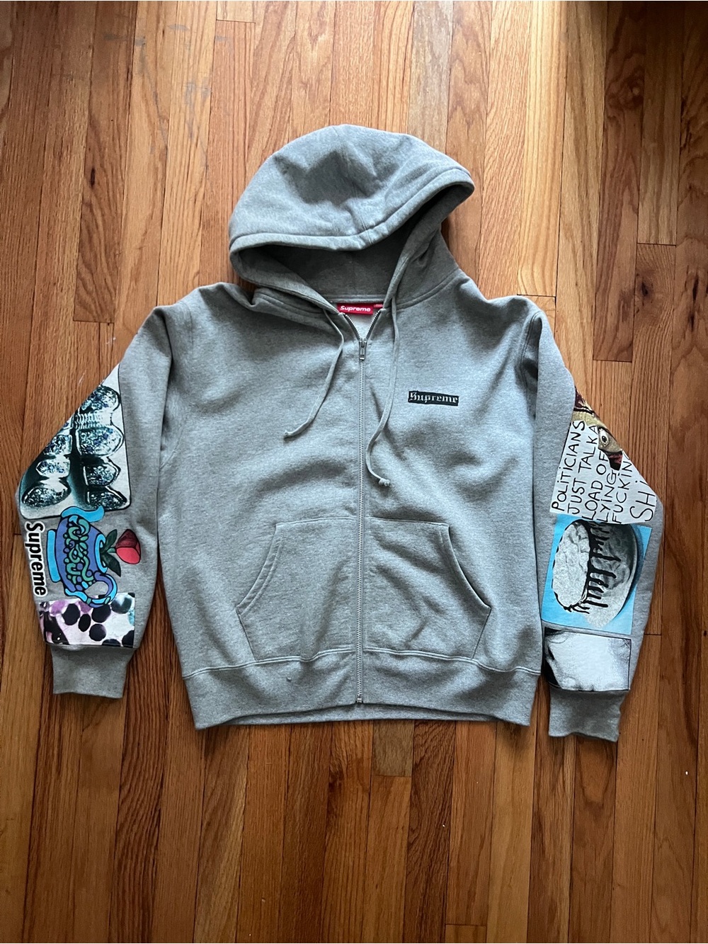 Supreme 2024 SS Heathered gray spread zip hooded sweatshirt size small